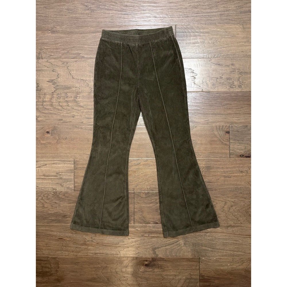 Aerie Corduroy Pants Womens S Regular Olive Green Cotton Blend Flare High Rise
